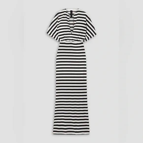 NORMA KAMALI Obie striped stretch-jersey maxi dress SZ M $179 - Picture 3 of 9